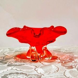 EDAG 1960'S CHALET LORRAINE STYLE red-orange. Art glass Ashtray,bowl/dish. READ